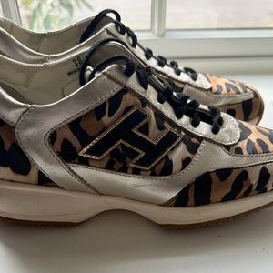 Hogan Leopard Print and Silver Women's Sneakers